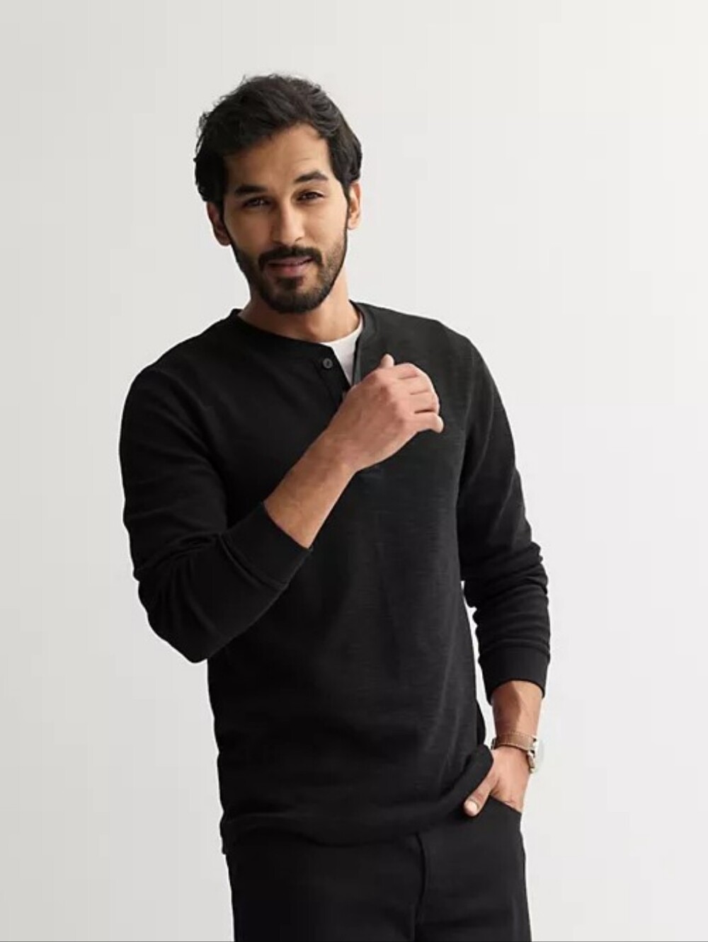 Mens Long Sleeve Essential Henley Tee - Size 2XL Charcoal 🆕 Sonoma 🔥